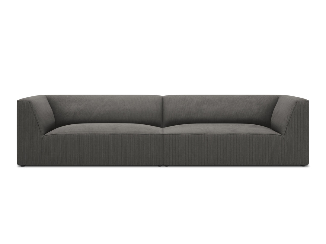 MICADONI Ruby sofa 4 sæder antracitgrå corduroy stof og sort plast