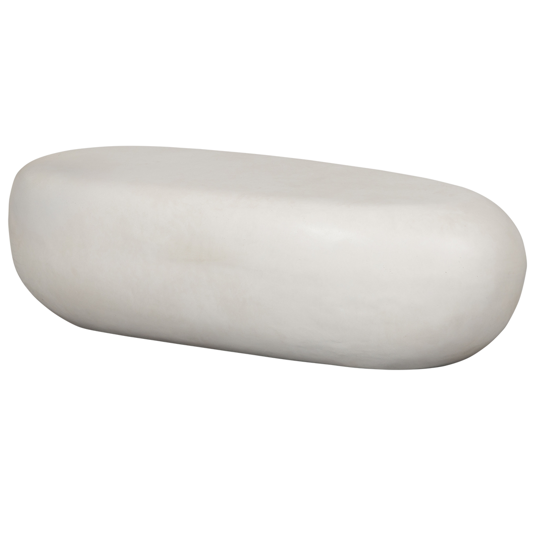 WOOOD Pebble sofabord oval hvid fiberler med betonlook 100x43