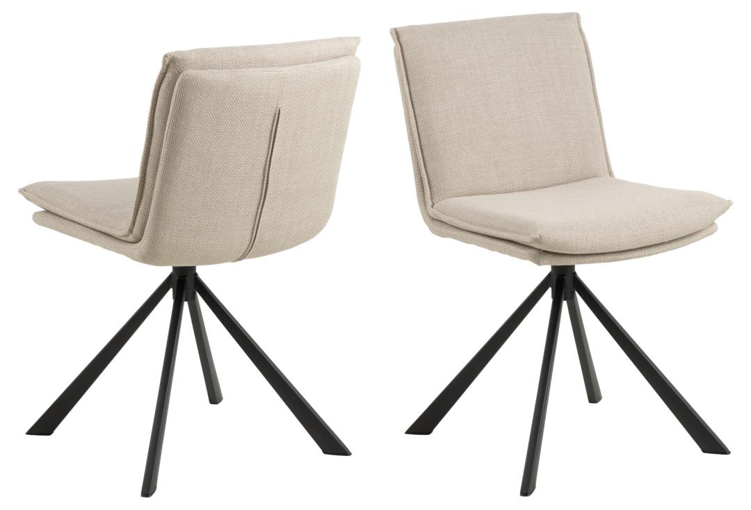 Produktbillede af ACT NORDIC Flynn spisebordsstol m. drejefunktion beige stof og sort stål i premium kvalitet
