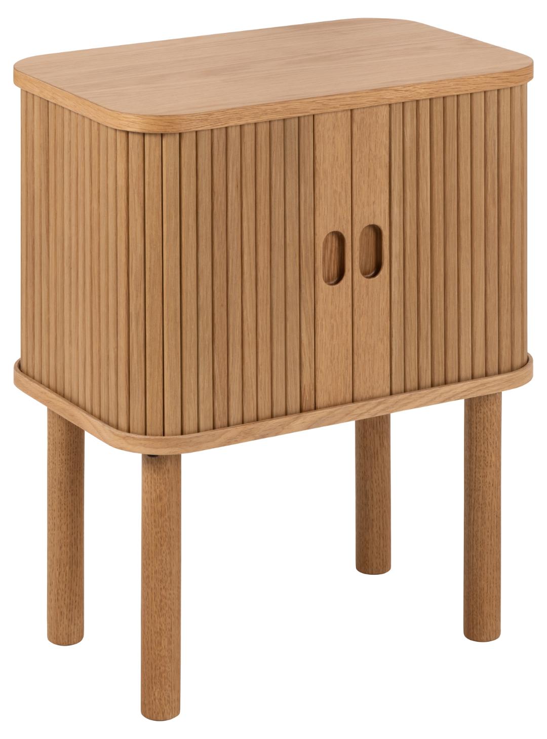 ACT NORDIC Langley sengebord m. lamelfront og 2 skydelåger natur egefinér og eg 45x30x60