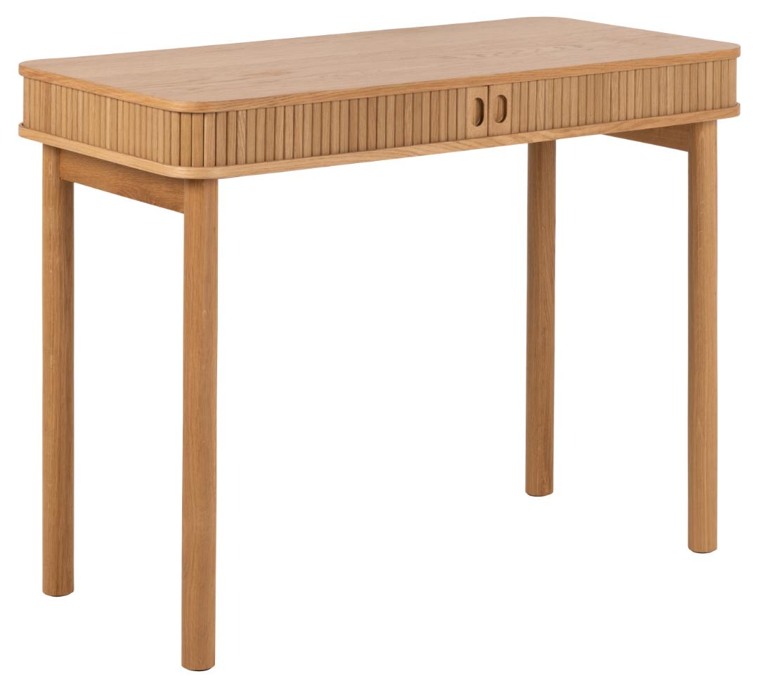 ACT NORDIC Langley skrivebord m. lamelfront og 2 skydelåger natur egefinér og eg 100x50x75
