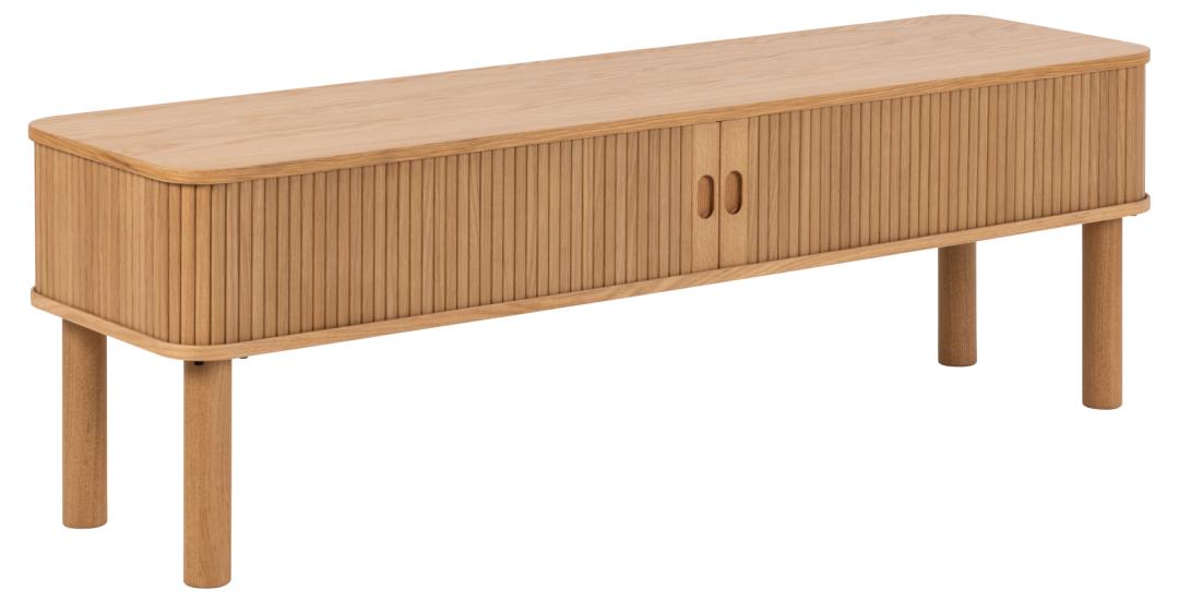 ACT NORDIC Langley TV-bord m. lamelfront og 2 skydelåger natur egefinér og eg 140x40x45