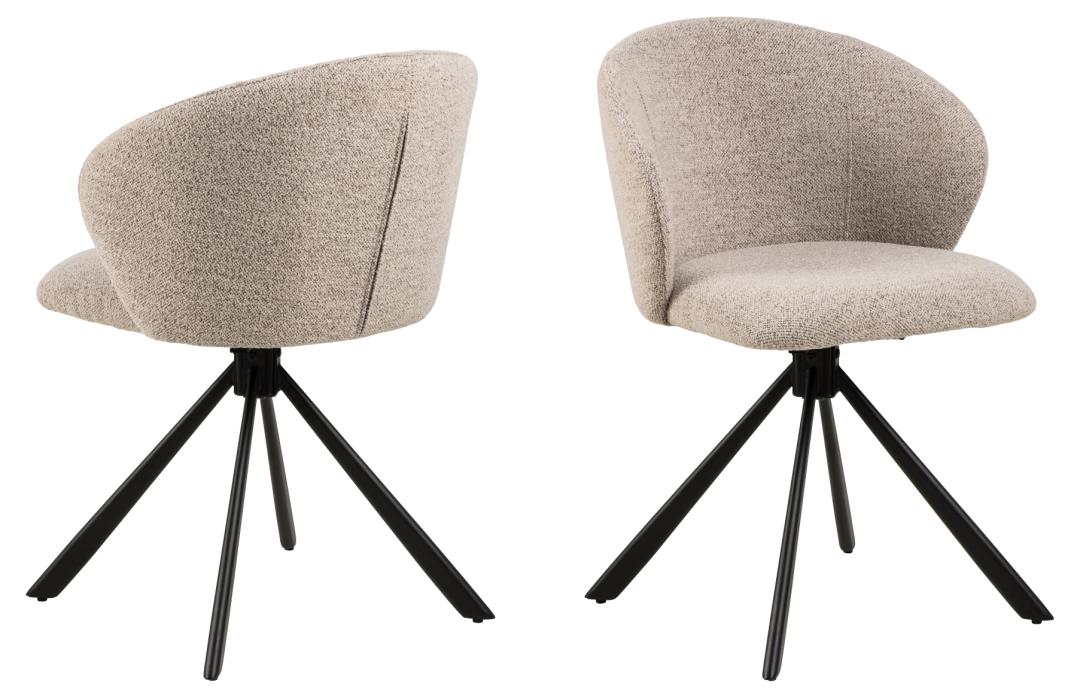 Produktbillede af ACT NORDIC Pippa spisebordsstol m. drejefunktion og lynlås beige stof og sort stål i premium kvalitet