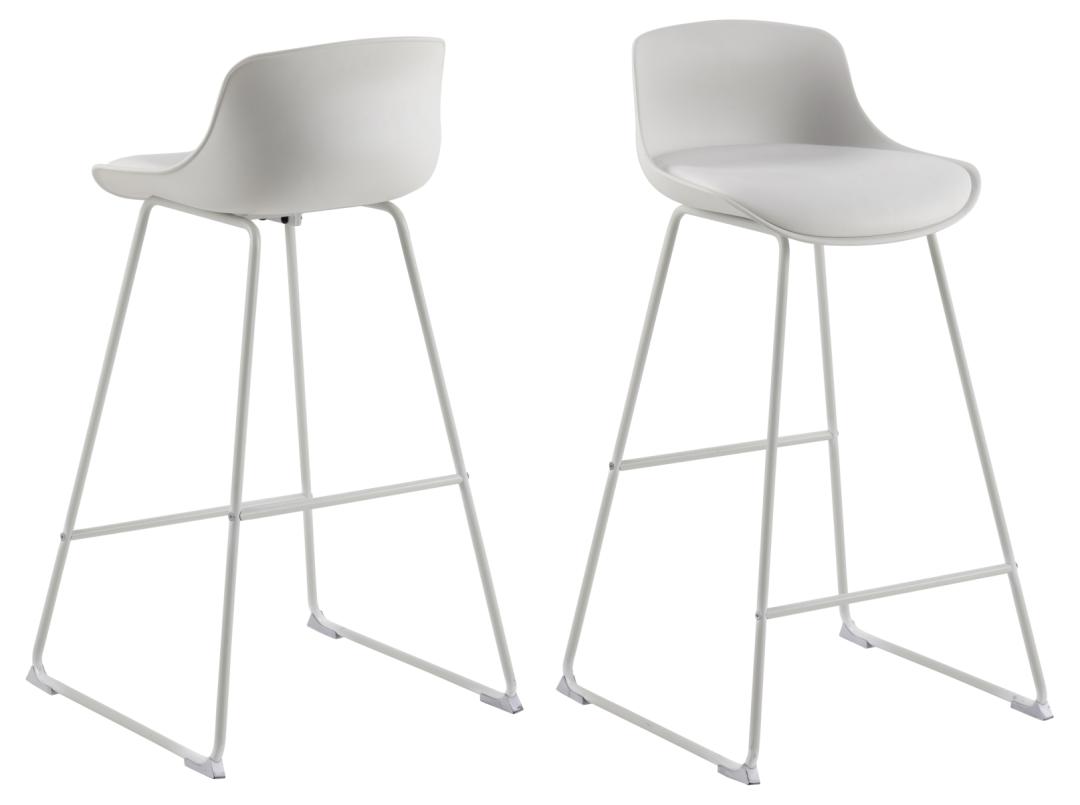 Produktbillede af ACT NORDIC Tina barstol m. ryglæn og fodstøtte hvid PU/polypropylen og hvid stål i premium kvalitet