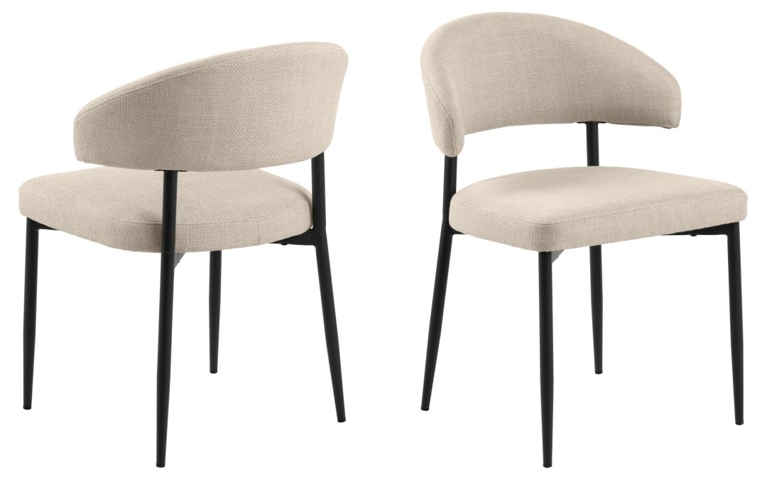 ACT NORDIC Edina spisebordsstol beige stof og sort stål