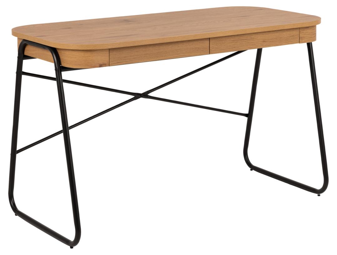 ACT NORDIC Blueton skrivebord m. 2 skuffer mat vild eg ru papir og sort stål 120x60