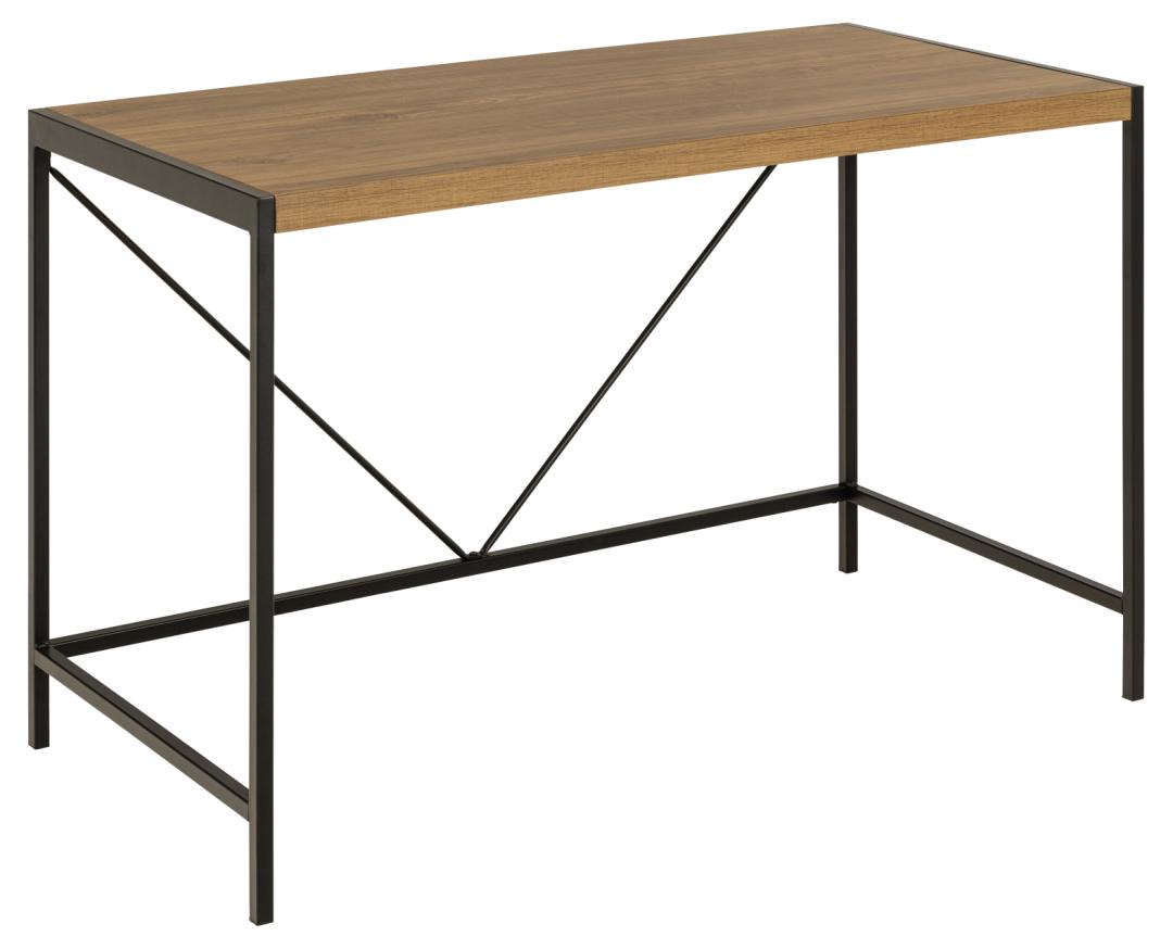 ACT NORDIC Bahamas skrivebord rektangulær mat rustik eg ru melamin og sort 120x60