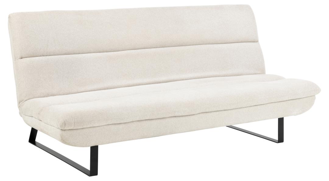 Produktbillede af ACT NORDIC Arbonne sovesofa m. horisontal syning beige stof og sort stål 200x124 i premium kvalitet
