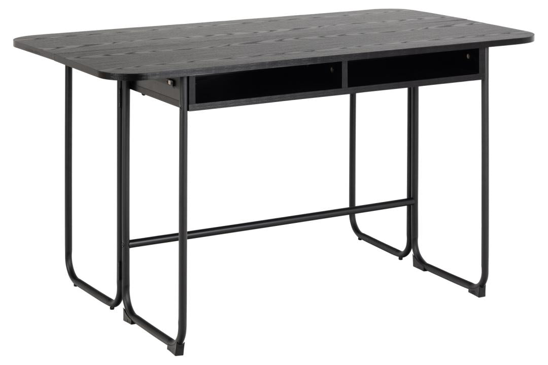 Produktbillede af ACT NORDIC Darlington spisebord m. 1 tillægsplade sort ask ru melamin mat sort stål 40/80x140 i premium kvalitet