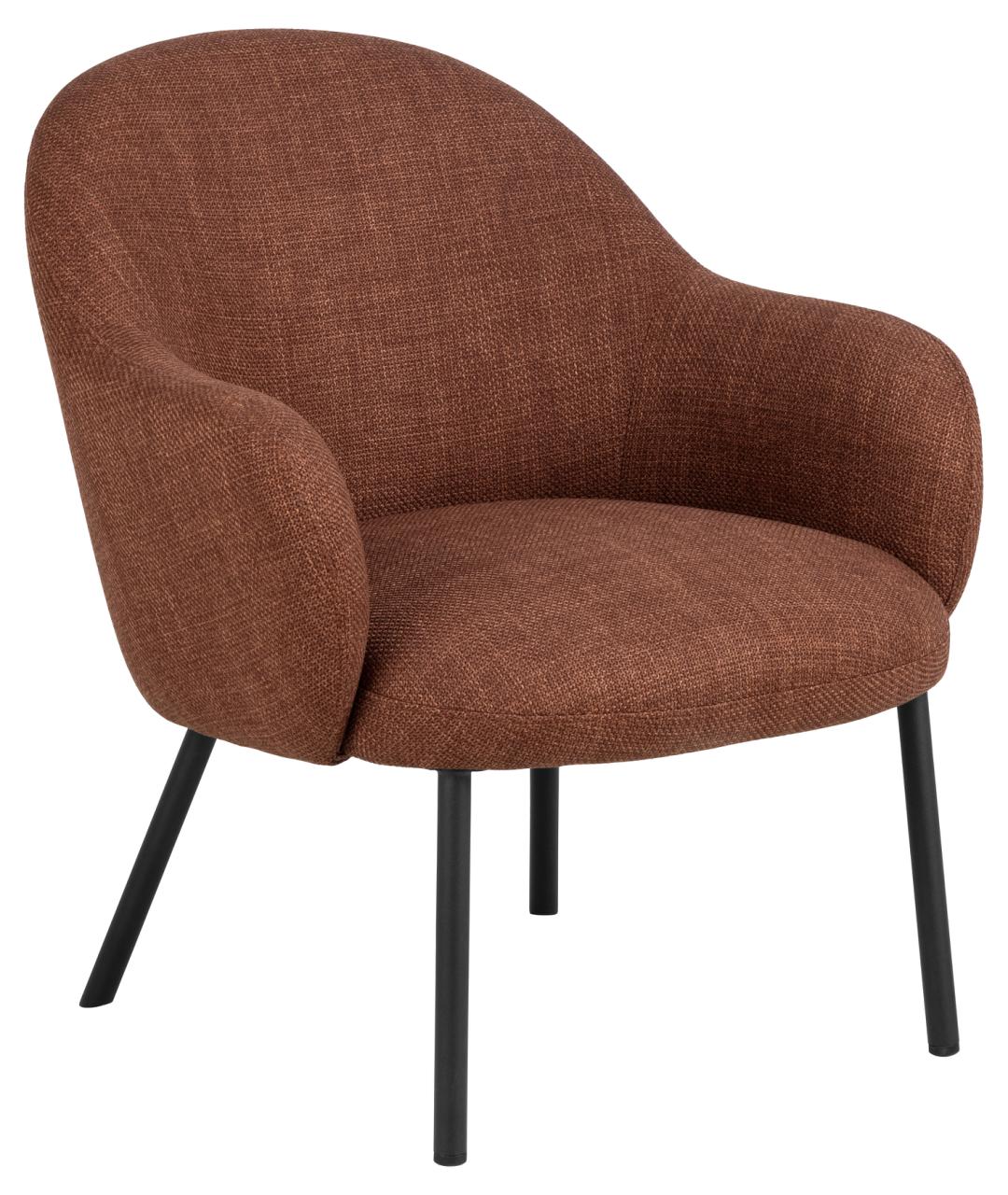 Produktbillede af ACT NORDIC Spencer loungestol m. armlæn terracotta stof og sort stål i premium kvalitet