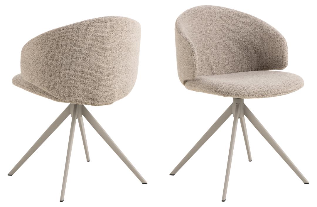ACT NORDIC Ella spisebordsstol m. drejefunktion beige stof og grå stål