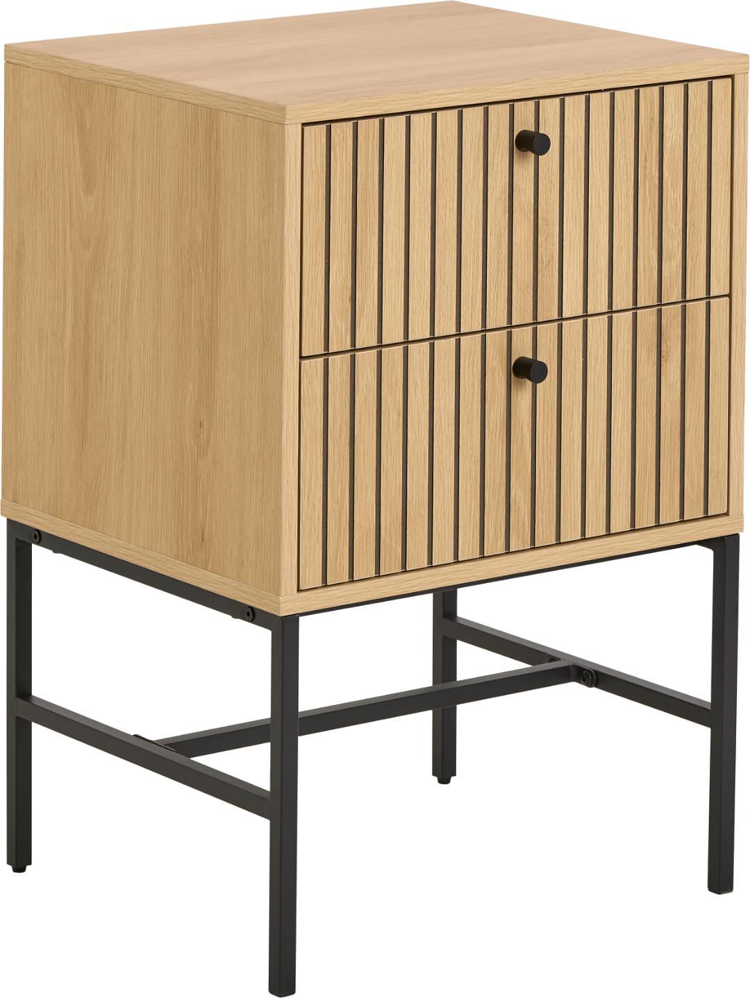 ACT NORDIC Albany natbord m. 2 skuffer eg melamin og sort stål45.6x40