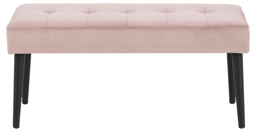 Produktbillede af ACT NORDIC Rektangulær Glory bænk m. special syning dusty rose stof og sort stål 95x38 i premium kvalitet