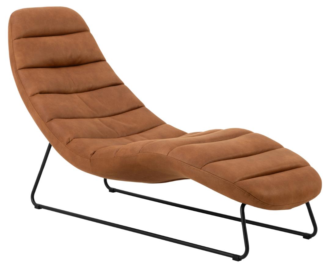 Produktbillede af ACT NORDIC Chaplin chaiselong m. horisontal syning cognac mix stof og sort stål 63x156 i premium kvalitet