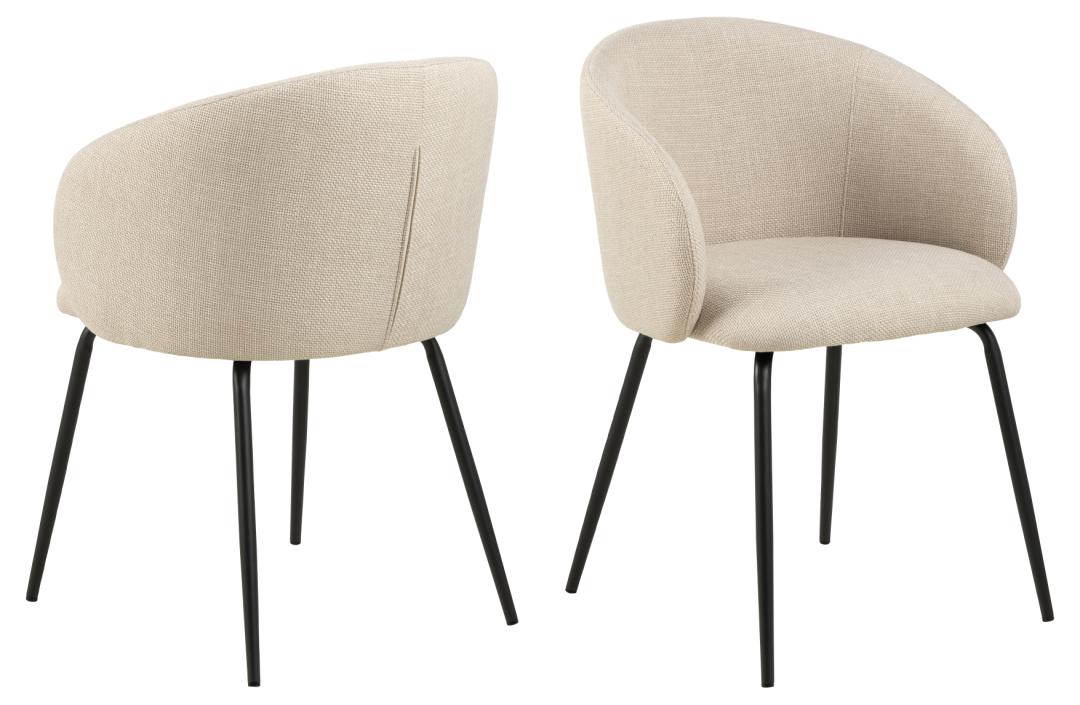 ACT NORDIC Eleanor spisebordsstol m. armlæn beige stof og sort stål