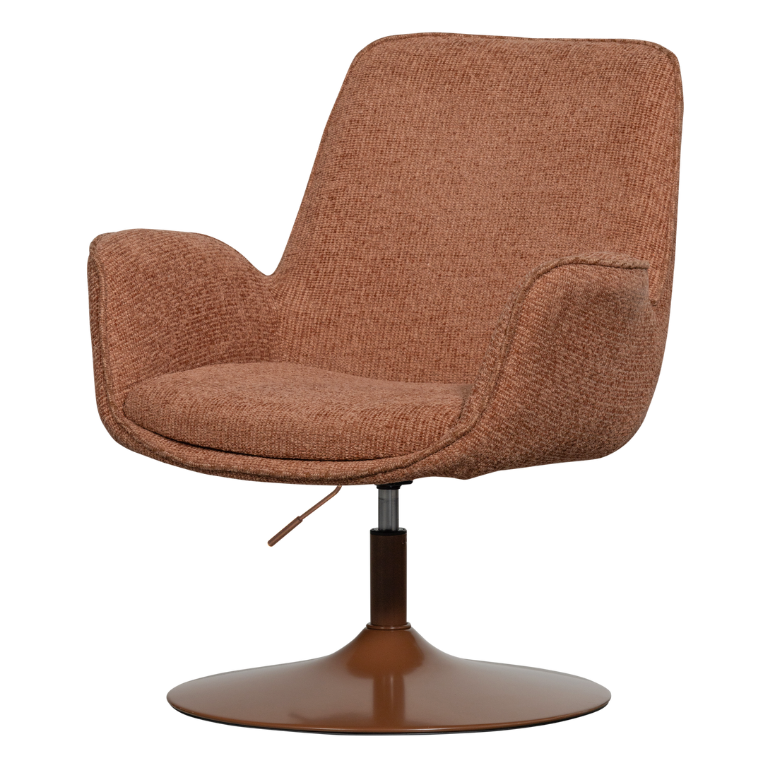 WOOOD Mårten lænestol højdejusterbar m. armlæn orange polyester stof og orange metal