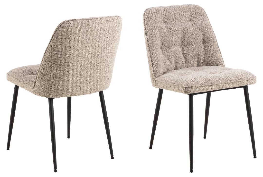 ACT NORDIC Brooke spisebordsstol beige stof og sort stål
