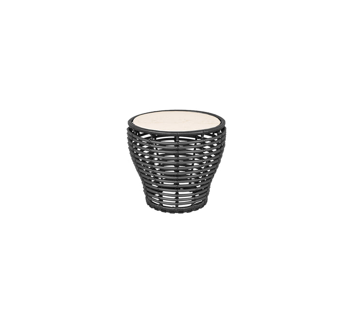 Produktbillede af CANE-LINE BASKET LILLE SOFABORD M/ TRAVERTINE LOOK BORDPLADE GRAPHITE WEAVE 50 i premium kvalitet