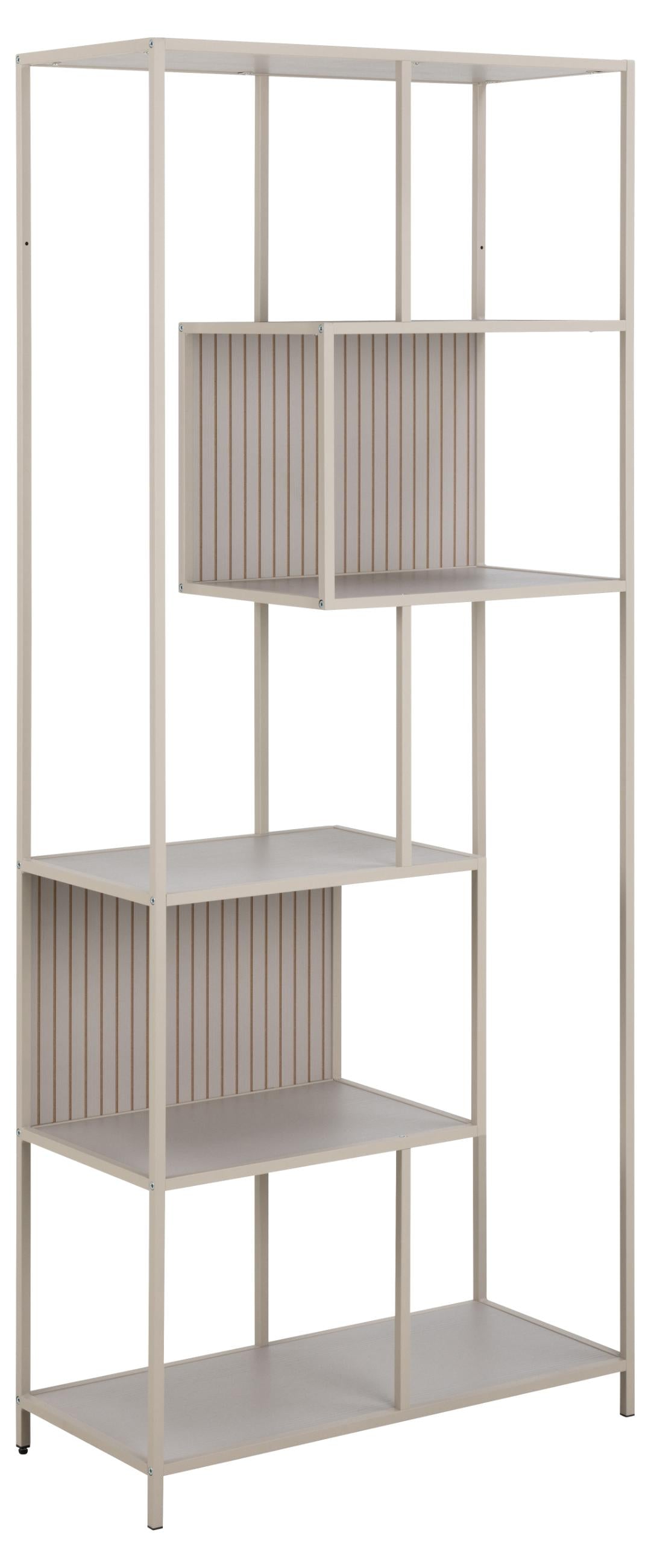 Produktbillede af ACT NORDIC Seaford reol m. 5 hylder grå ru melamin og grå ru stål 77x35x185 i premium kvalitet
