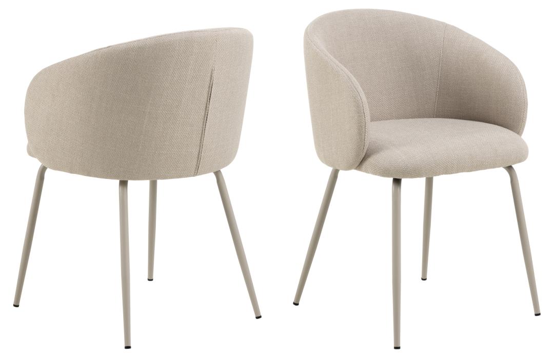 ACT NORDIC Eleanor spisebordsstol m. armlæn beige stof og grå stål