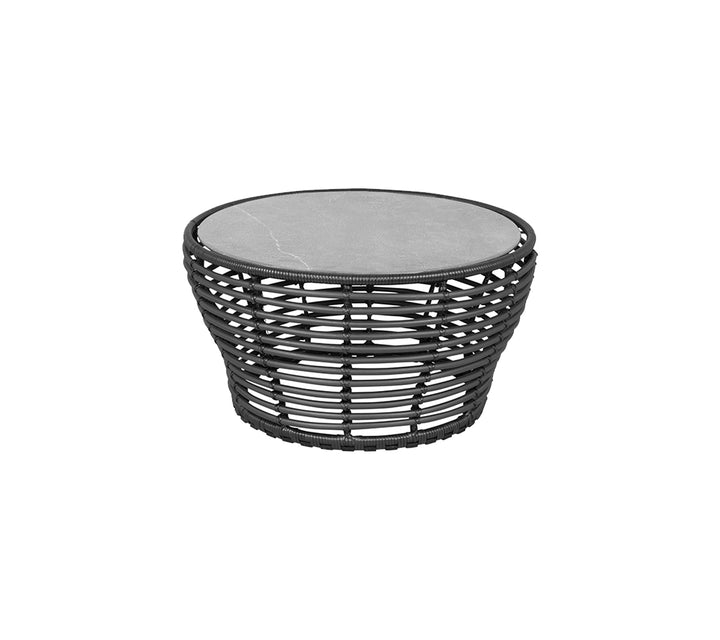 Produktbillede af CANE-LINE BASKET MEDIUM SOFABORD M/ GRÅ BORDPLADE GRAPHITE WEAVE 75 i premium kvalitet