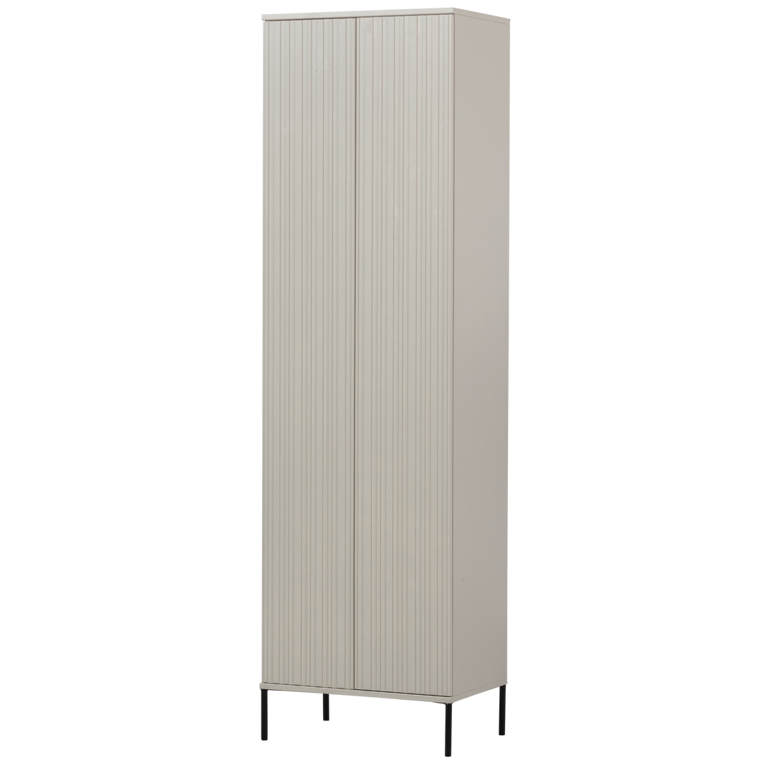 WOOOD EXCLUSIVE New Gravure skab m. 2 push to open låger 1 skuffe støvgrå fyrretræ og sort metal