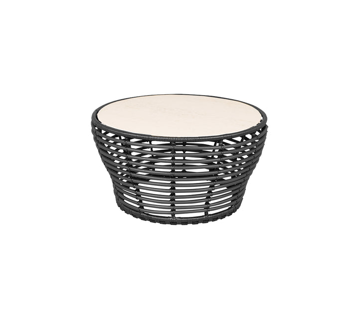 Produktbillede af CANE-LINE BASKET MEDIUM SOFABORD M/TRAVERTINE LOOK BORDPLADE GRAPHITE WEAVE 75 i premium kvalitet