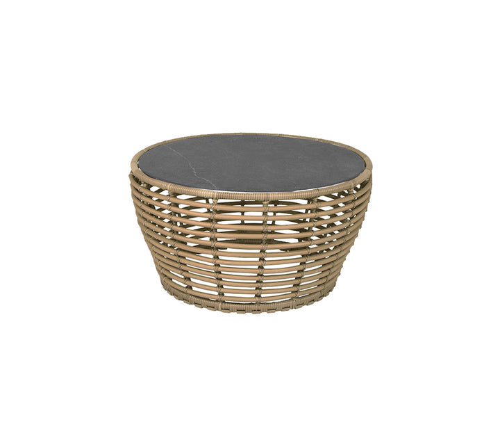 Produktbillede af CANE-LINE BASKET MEDIUM SOFABORD M/ SORT BORDPLADE NATURAL WEAVE 75 i premium kvalitet