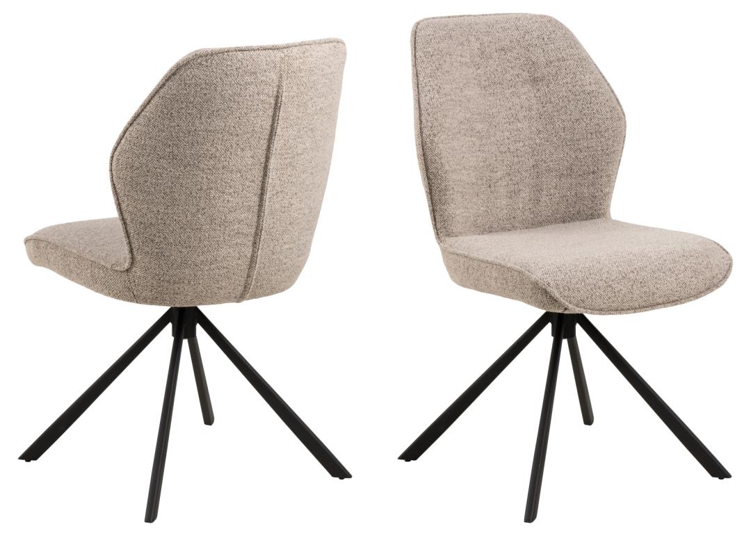 Produktbillede af ACT NORDIC Aura spisebordsstol m. drejefunktion beige stof og sort stål i premium kvalitet