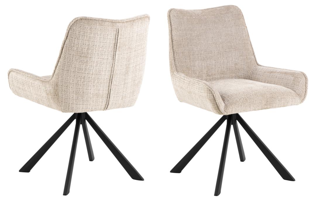 Produktbillede af ACT NORDIC Eddie spisebordsstol m. drejefunktion beige stof og sort stål i premium kvalitet