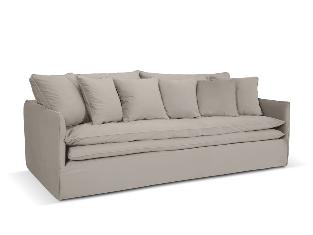 MICADONI Boho 4 pers. sofa m. aftageligt betræk mørk beige imiteret fløjl stof