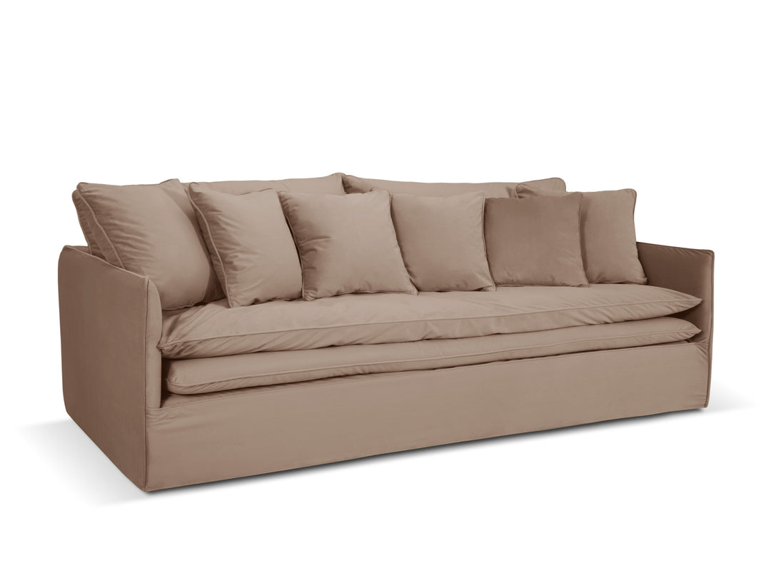 MICADONI Boho 4 pers. sofa m. aftageligt betræk beige imiteret fløjl stof
