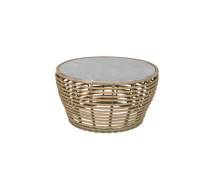 Produktbillede af CANE-LINE BASKET MEDIUM SOFABORD M/ GRÅ BORDPLADE NATURAL WEAVE 75 i premium kvalitet