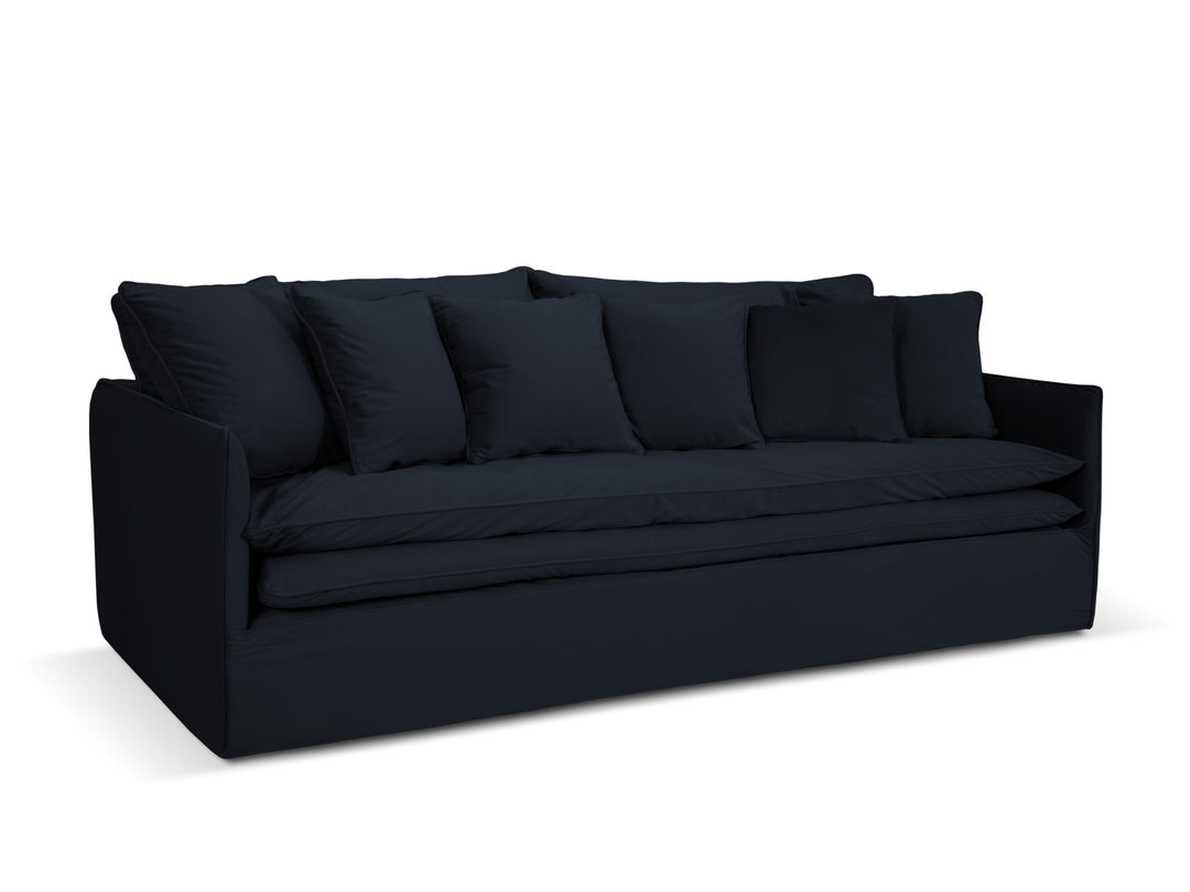 MICADONI Boho 4 pers. sofa m. aftageligt betræk mørkeblå imiteret fløjl stof