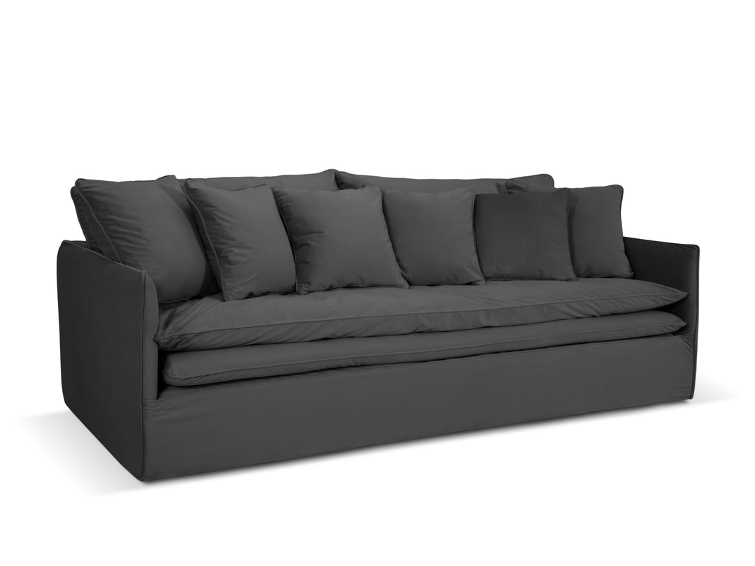 MICADONI Boho 4 pers. sofa m. aftageligt betræk grå imiteret fløjl stof
