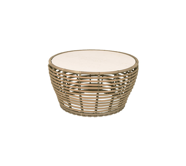 Produktbillede af CANE-LINE BASKET MEDIUM SOFABORD M/TRAVERTINE LOOK BORDPLADE NATURAL WEAVE 75 i premium kvalitet