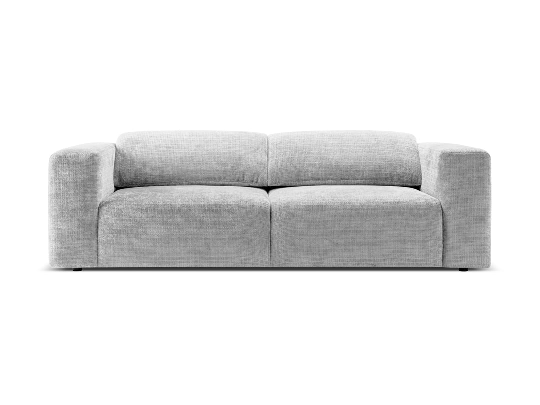 MICADONI Cruz 3 pers. sofa m. foldbare nakkestøtter kold lysegrå chenille stof