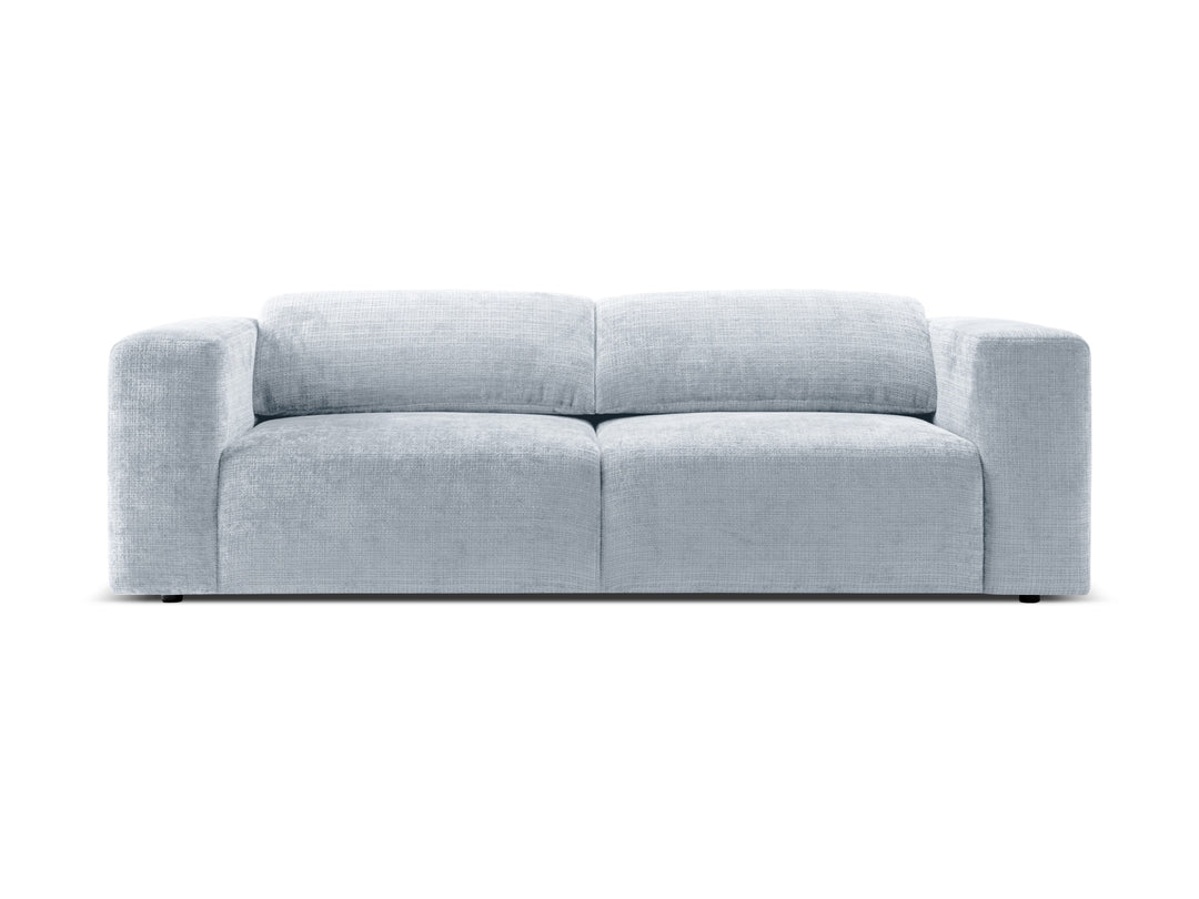 MICADONI Cruz 3 pers. sofa m. foldbare nakkestøtter pastelblå chenille stof