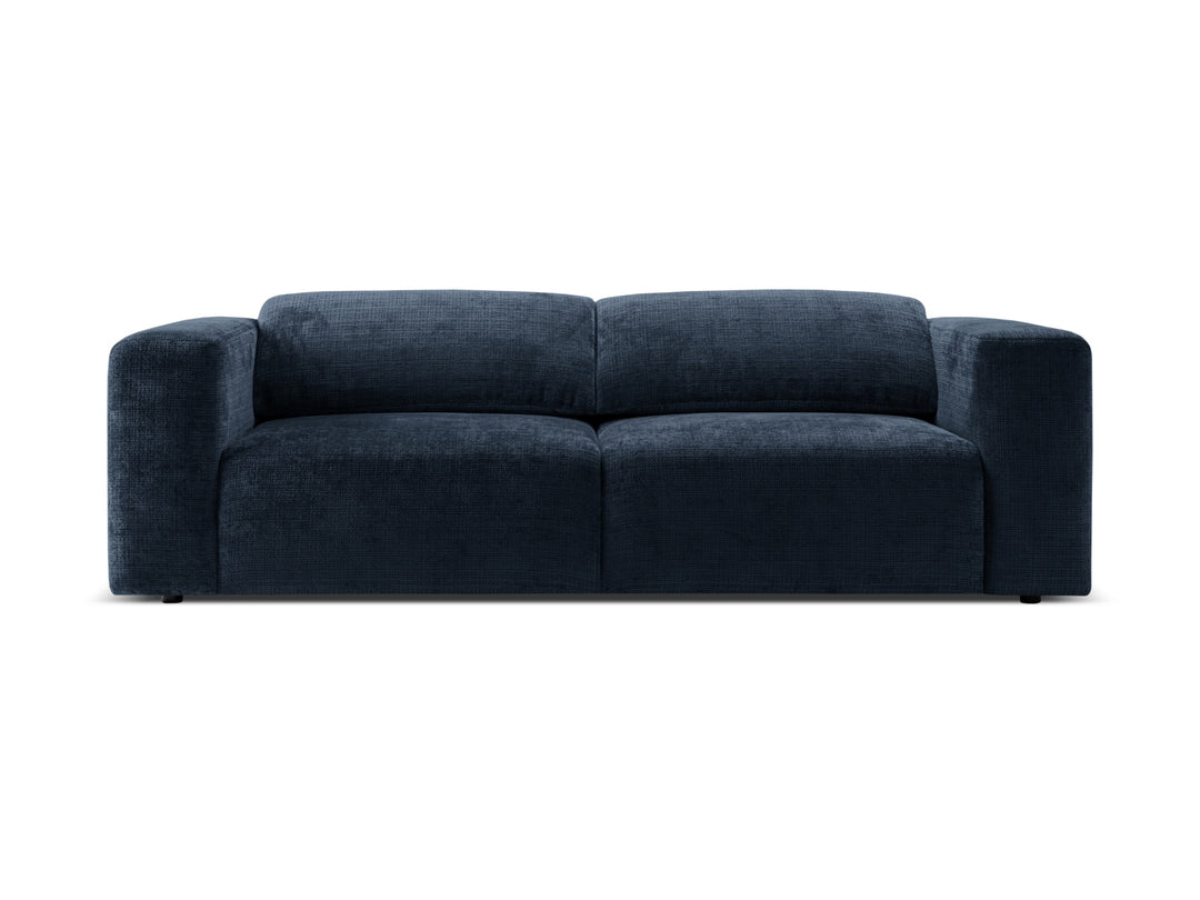 MICADONI Cruz 3 pers. sofa m. foldbare nakkestøtter marineblå chenille stof