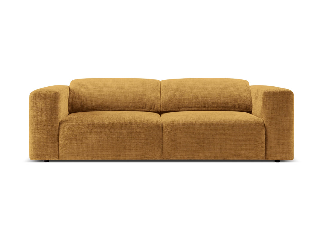 MICADONI Cruz 3 pers. sofa m. foldbare nakkestøtter sennep chenille stof