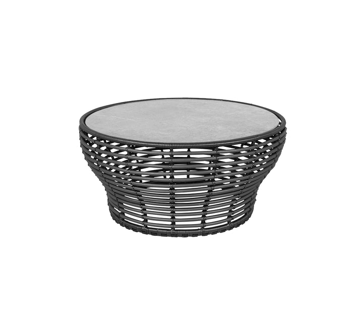 Produktbillede af CANE-LINE BASKET STOR SOFABORD M/ GRÅ BORDPLADE GRAPHITE WEAVE 95 i premium kvalitet