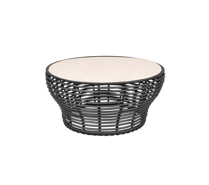 Produktbillede af CANE-LINE BASKET STOR SOFABORD M/TRAVERTINE LOOK BORDPLADE GRAPHITE WEAVE 95 i premium kvalitet