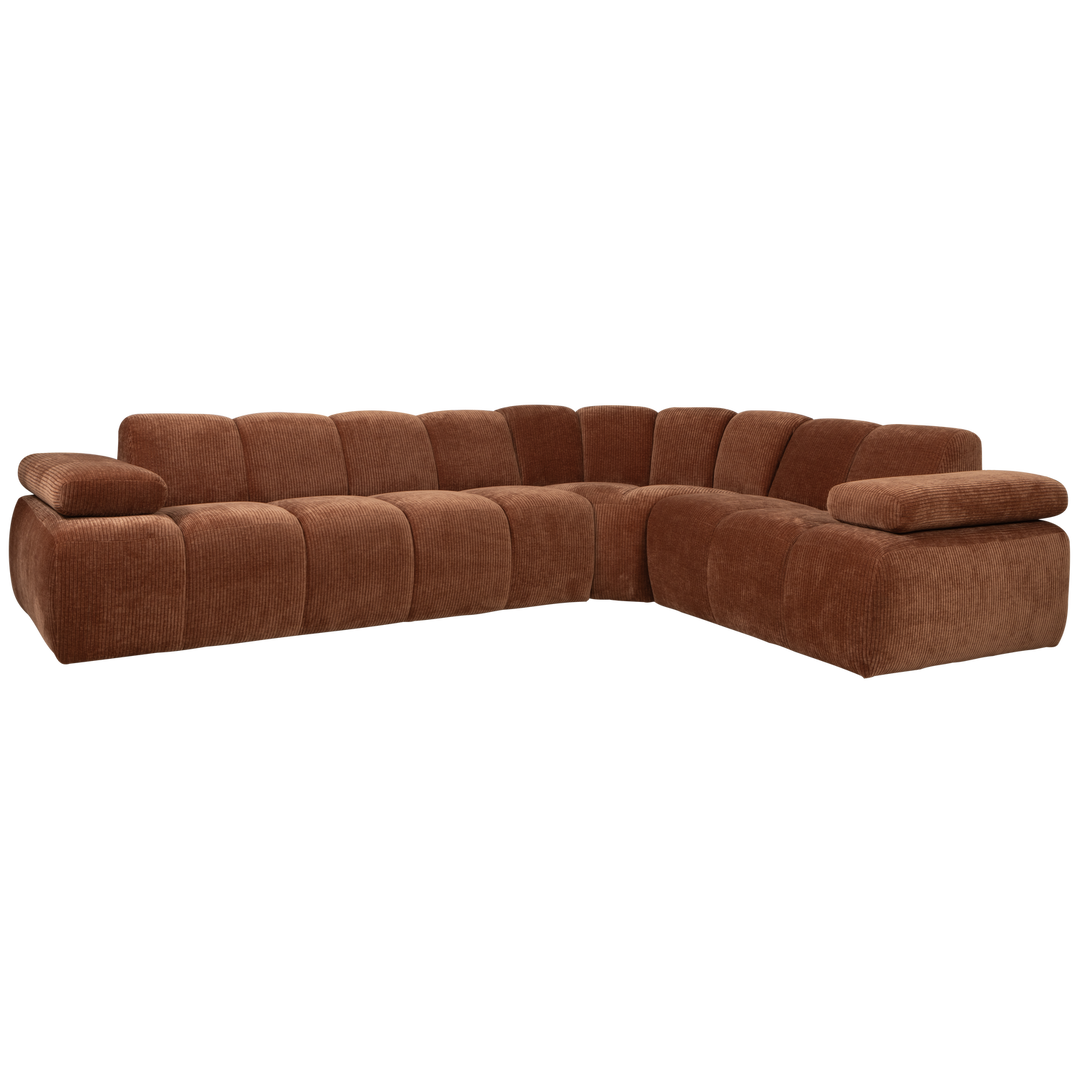 WOOOD Mojo hjørnesofa højre rustbrun fløjl stof
