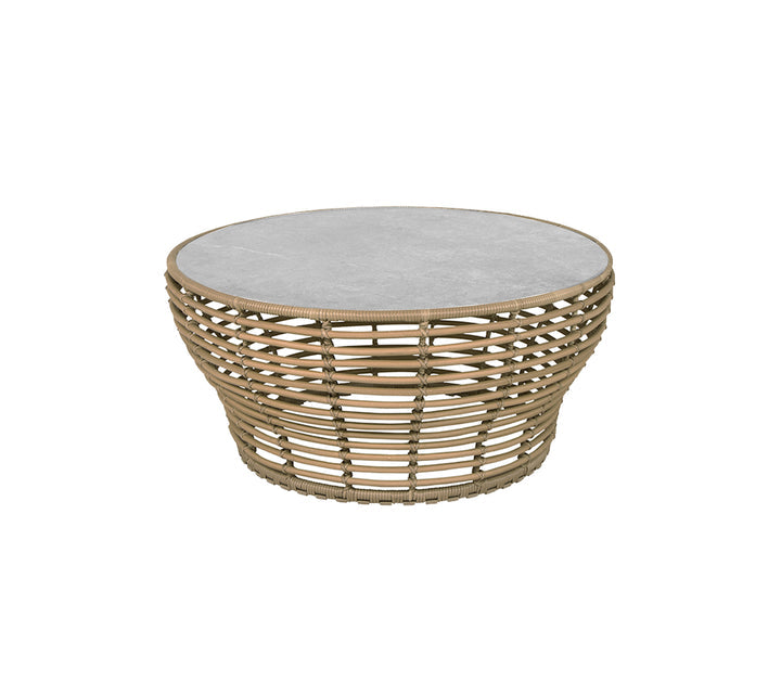 Produktbillede af CANE-LINE BASKET STOR SOFABORD M/ GRÅ BORDPLADE NATURAL WEAVE 95 i premium kvalitet