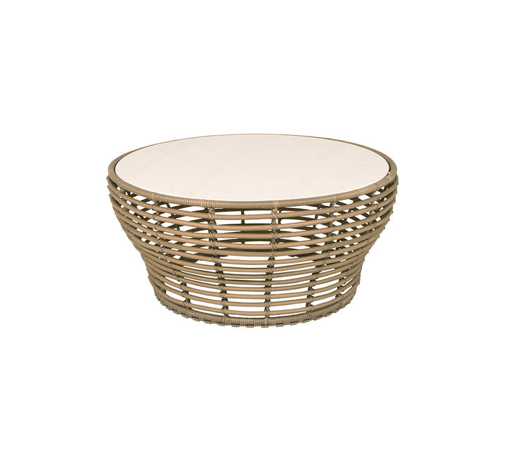 Produktbillede af CANE-LINE BASKET STOR SOFABORD M/TRAVERTINE LOOK BORDPLADE NATURAL WEAVE 95 i premium kvalitet