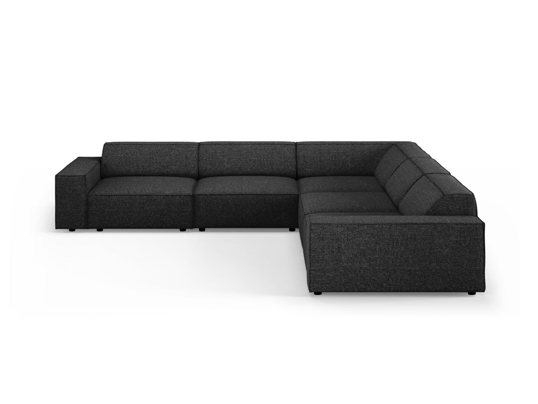 MICADONI Jodie symmetrisk 6 pers. hjørnesofa bouclé stof og sort plast