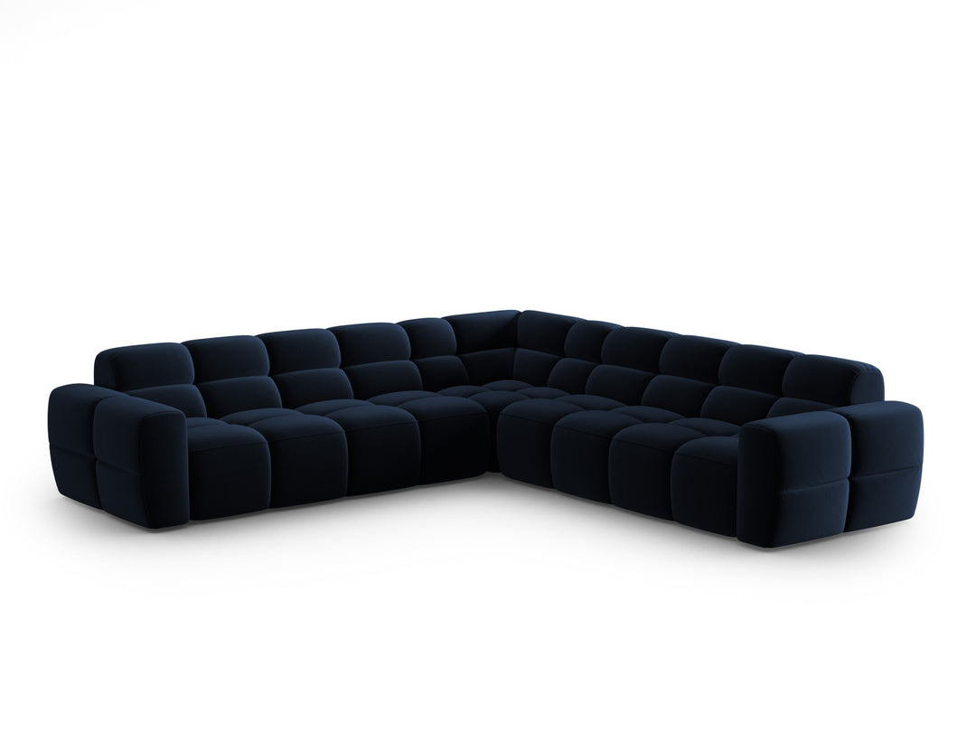 MICADONI Lisa 5 pers. symmetrisk hjørnesofa kongeblå fløjl stof