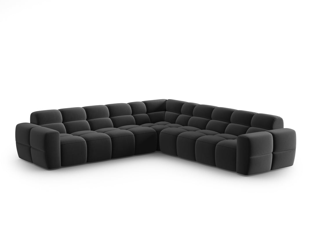 MICADONI Lisa 5 pers. symmetrisk hjørnesofa mørkegrå fløjl stof