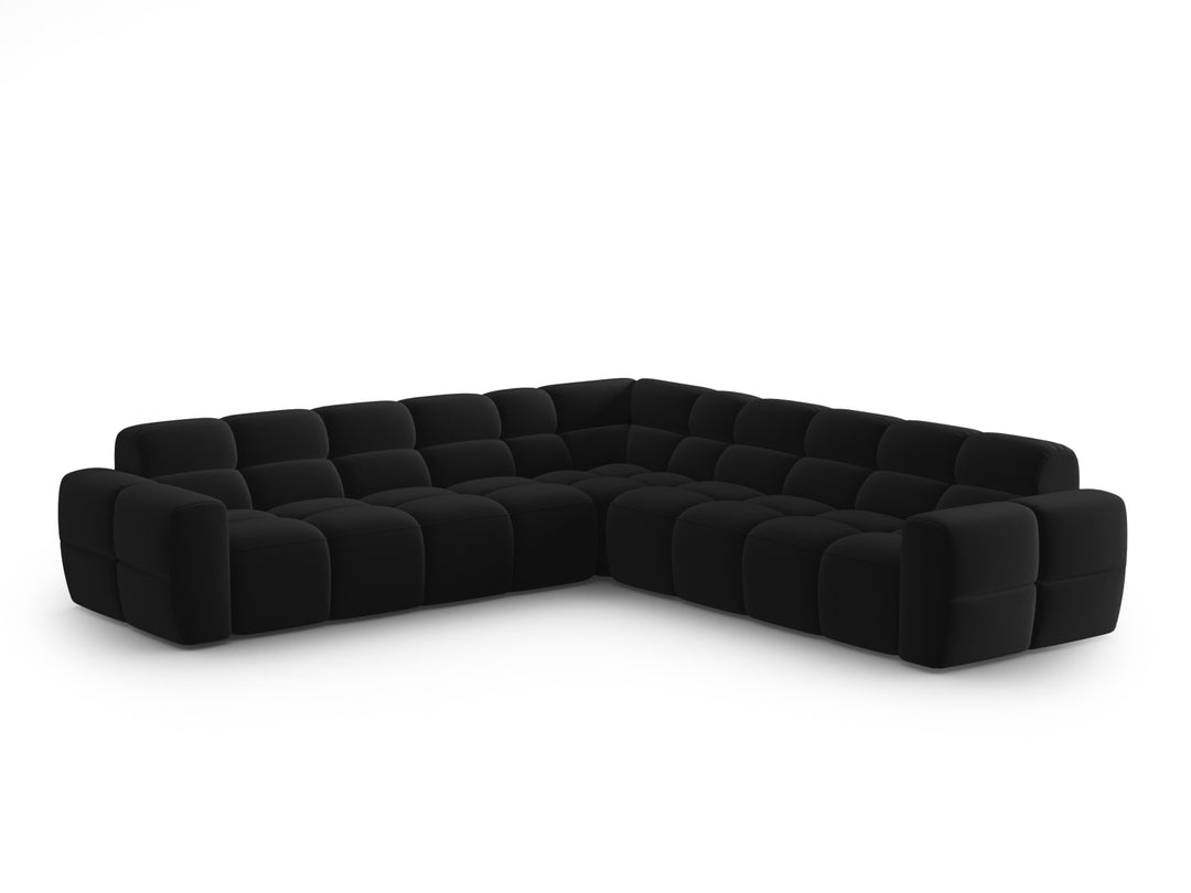 MICADONI Lisa 5 pers. symmetrisk hjørnesofa sort fløjl stof