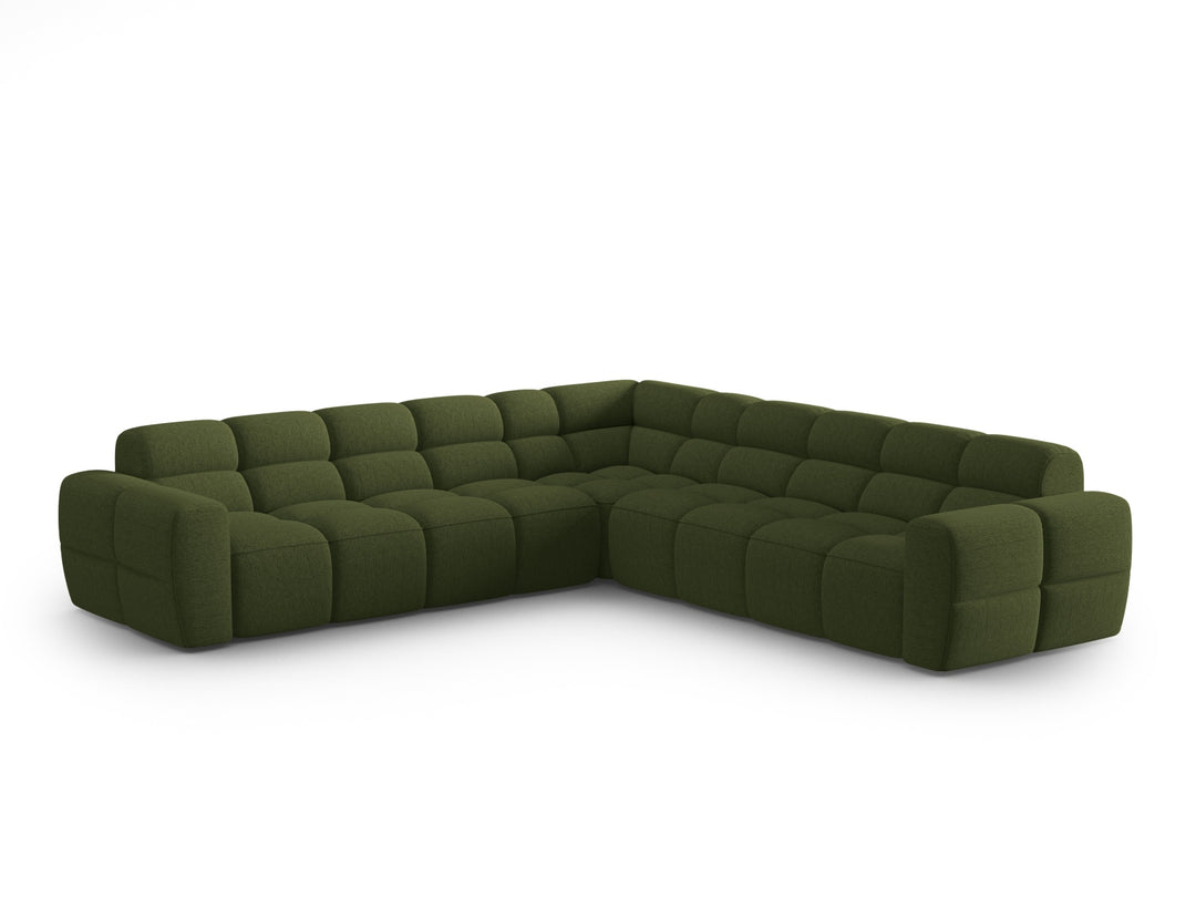 MICADONI Lisa 5 pers. symmetrisk hjørnesofa grøn melange struktur stof